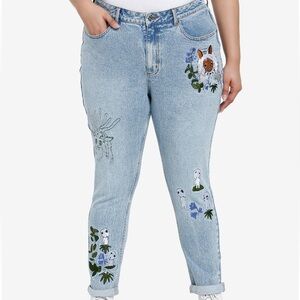 Studio Ghibli Princess Mononoke Embroidered‎ Mom Jeans Plus Size Hot Topic
